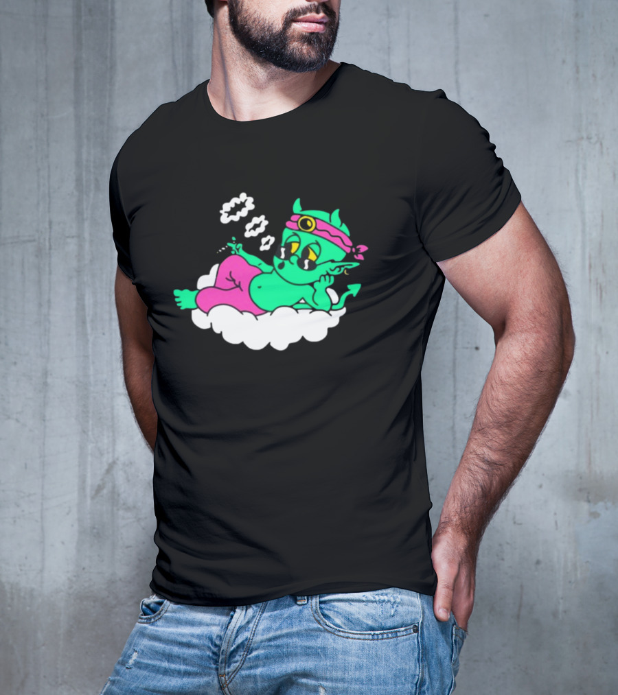 Supermega Funny Brothers Devils Lettuce Smoking Cartoon Demon Cloud T-Shirt