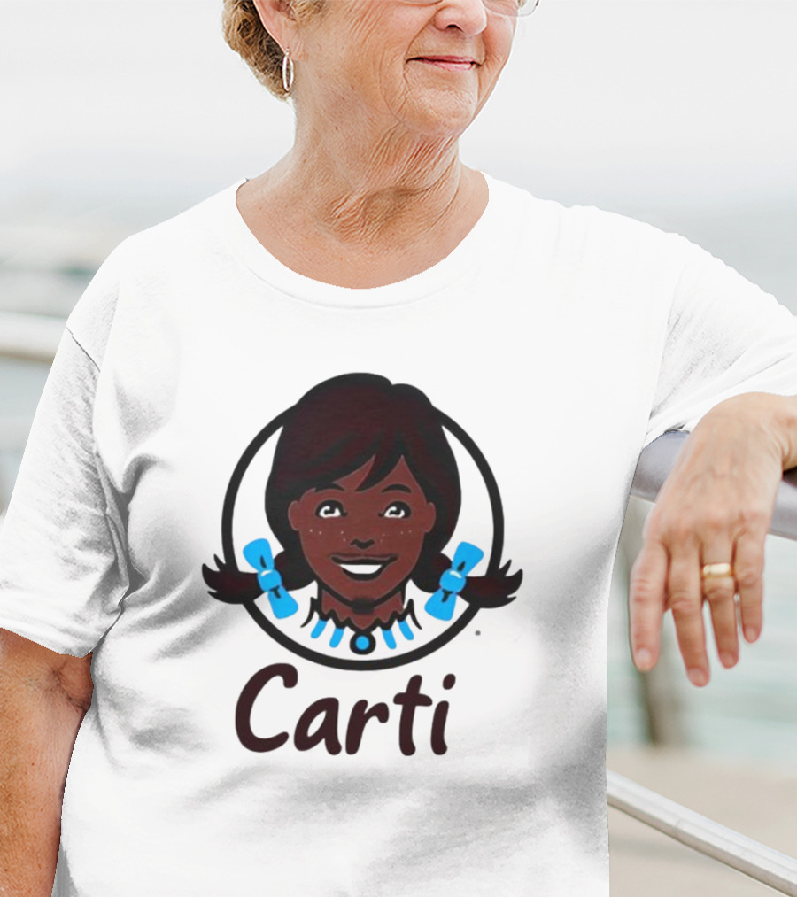 Wendy's Carti Dark Hair Blue Bow Circular T-Shirt