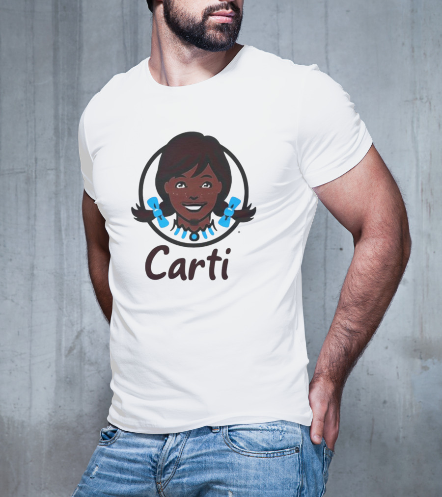 Wendy's Carti Dark Hair Blue Bow Circular T-Shirt