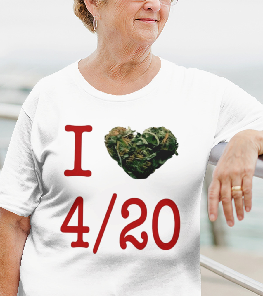 I Love 420 Day Heart Made Of Cannabis T-Shirt