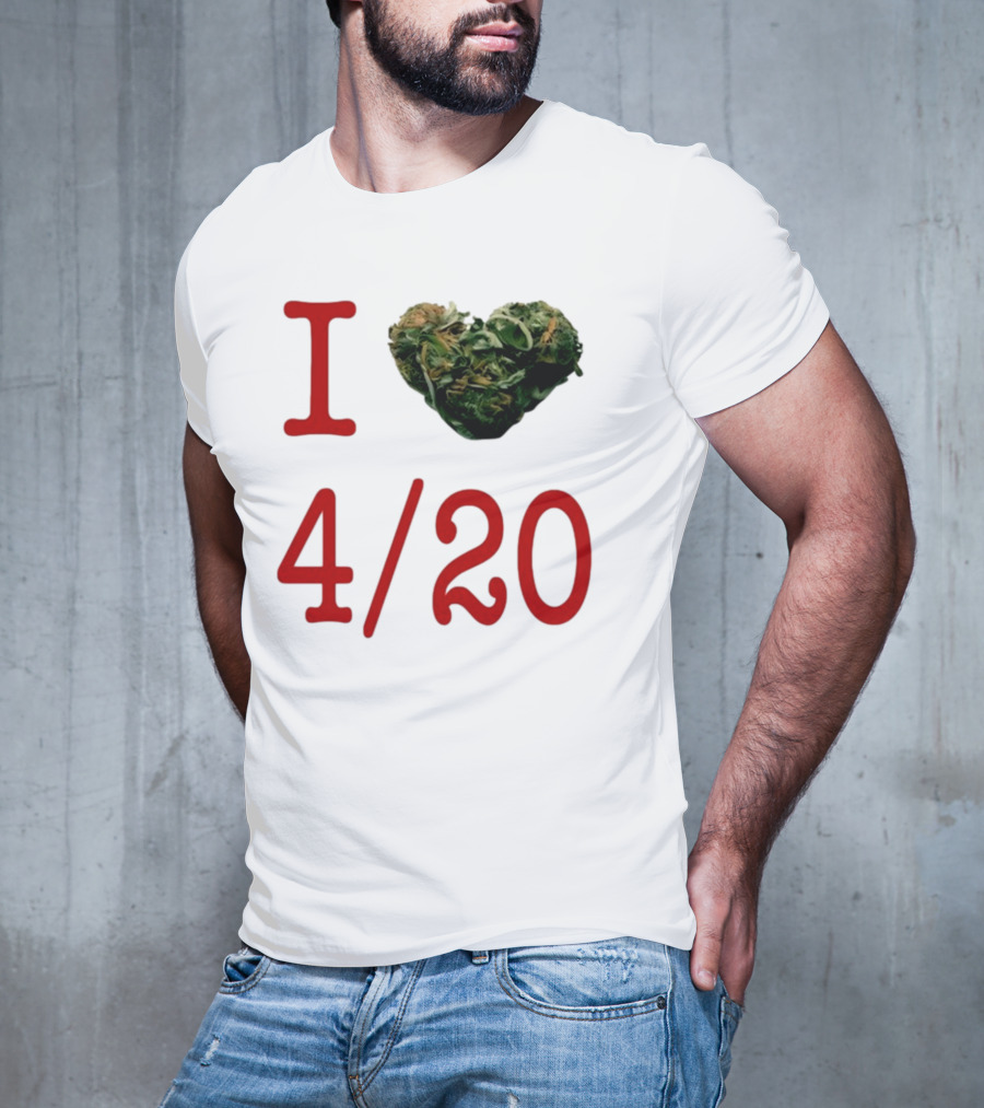 I Love 420 Day Heart Made Of Cannabis T-Shirt