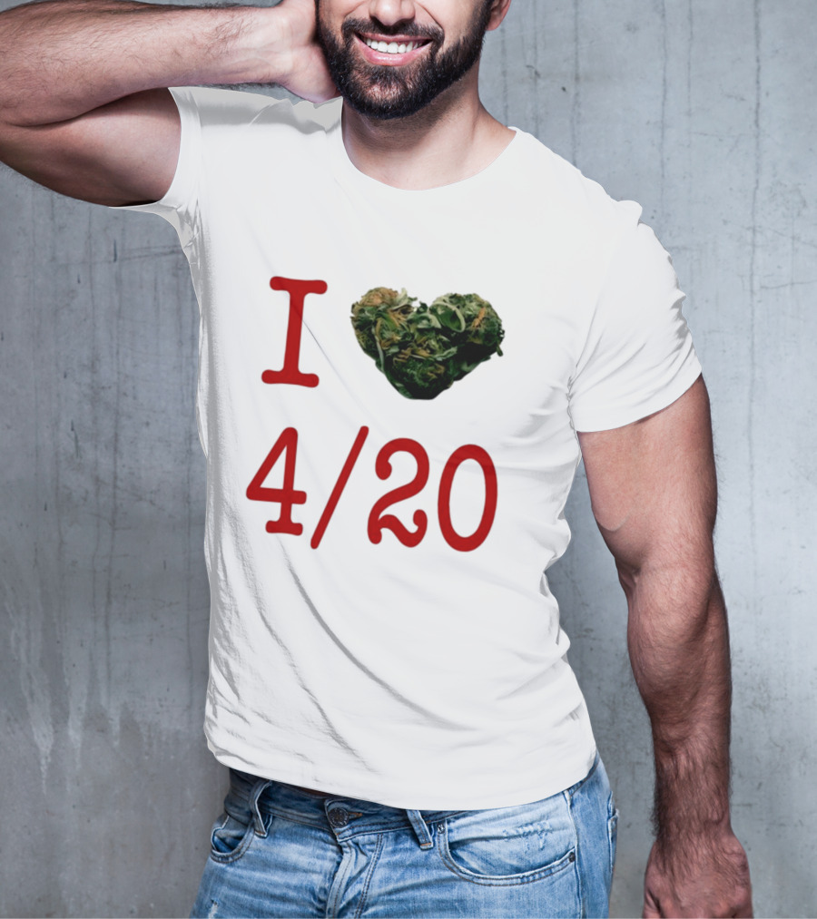 I Love 420 Day Heart Made Of Cannabis T-Shirt
