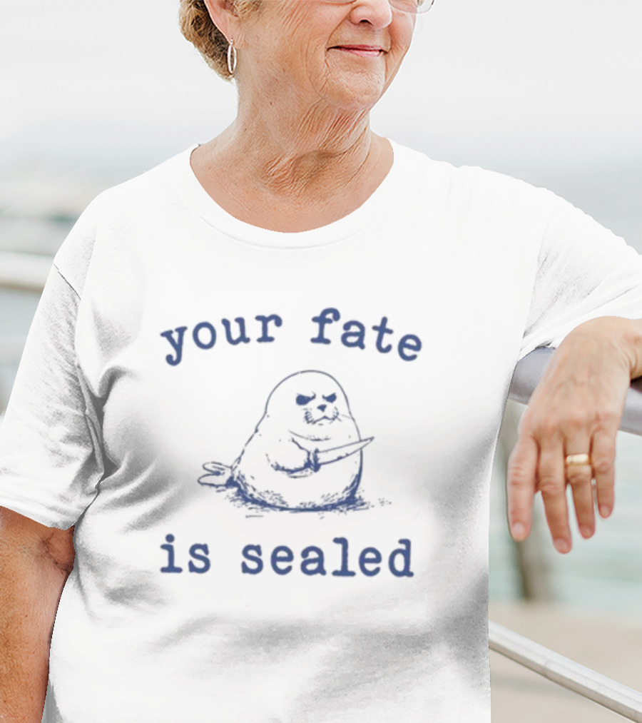 Slippywild Your Fate Is Sealed Angry Seal With Knife T-Shirt