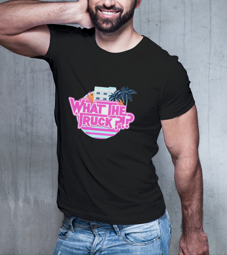 What The Truck Miami Florida Flamingo Palm Trees And Art Deco Building T-Shirt