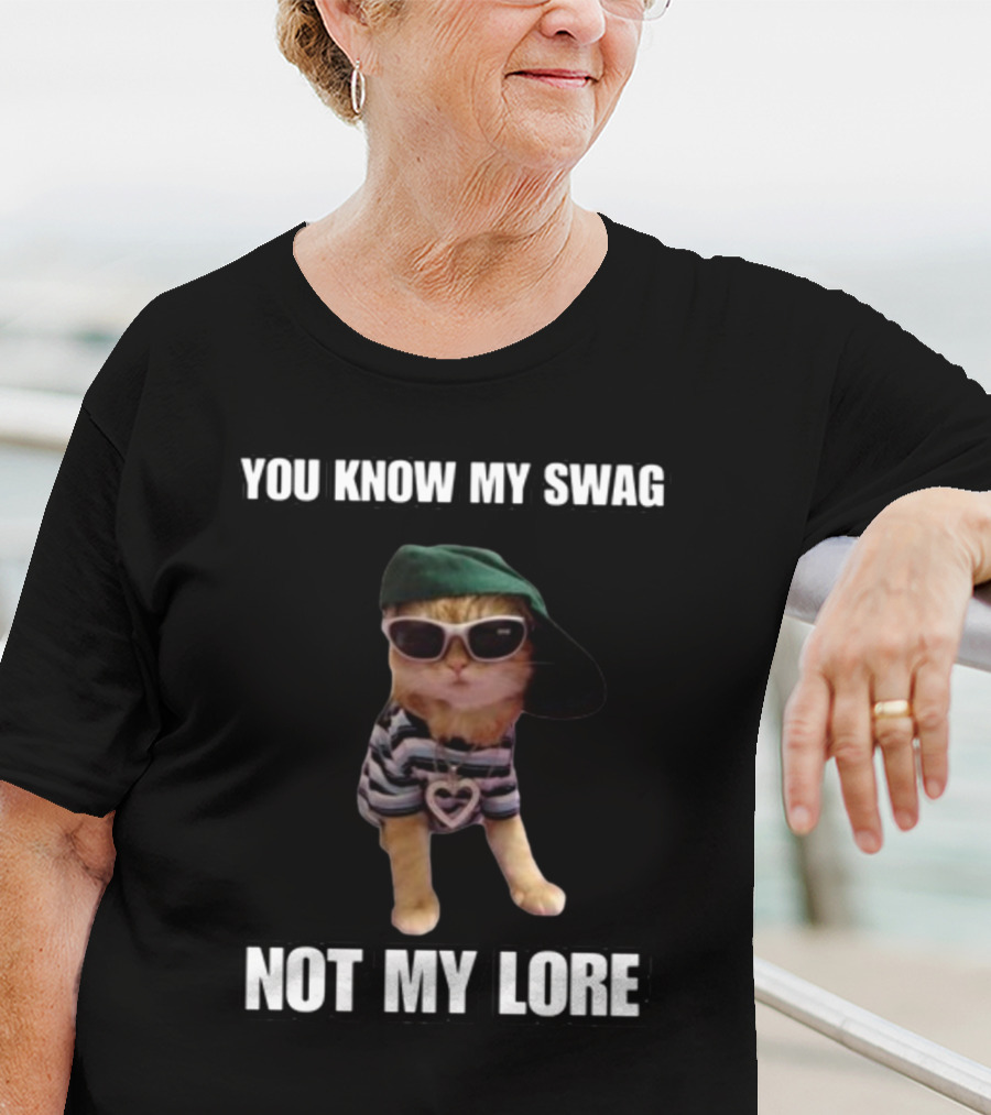 Cringeytees You Know My Swag Not My Lore Cat In Sunglasses And Striped T-Shirt