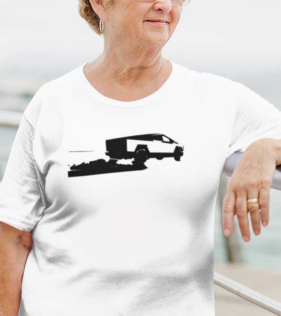 Cybertruck Foundation Monochrome Outline Futuristic Vehicle T-Shirt