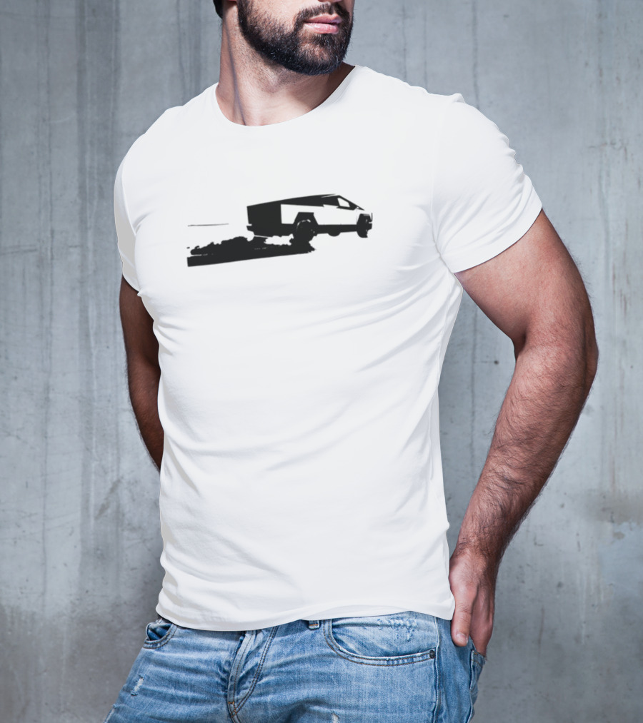 Cybertruck Foundation Monochrome Outline Futuristic Vehicle T-Shirt