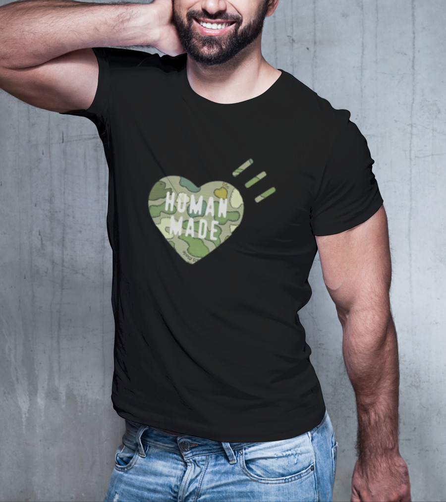 HUMAN MADE Camo Heart Kaws Collaboration T-Shirt