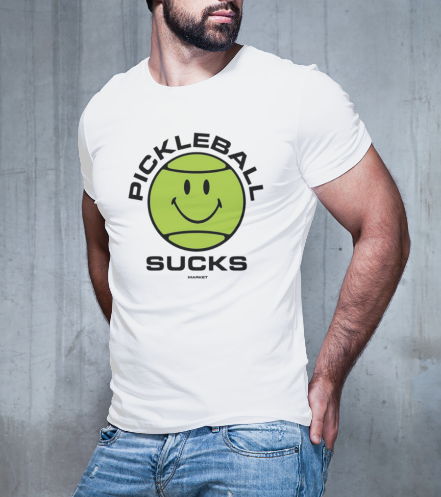 Marketstudios Smiley Pickleball Sucks T-Shirt