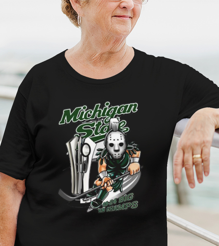 Michigan State 23-24 Big Ten Champs Hockey Mask Trophy T-Shirt