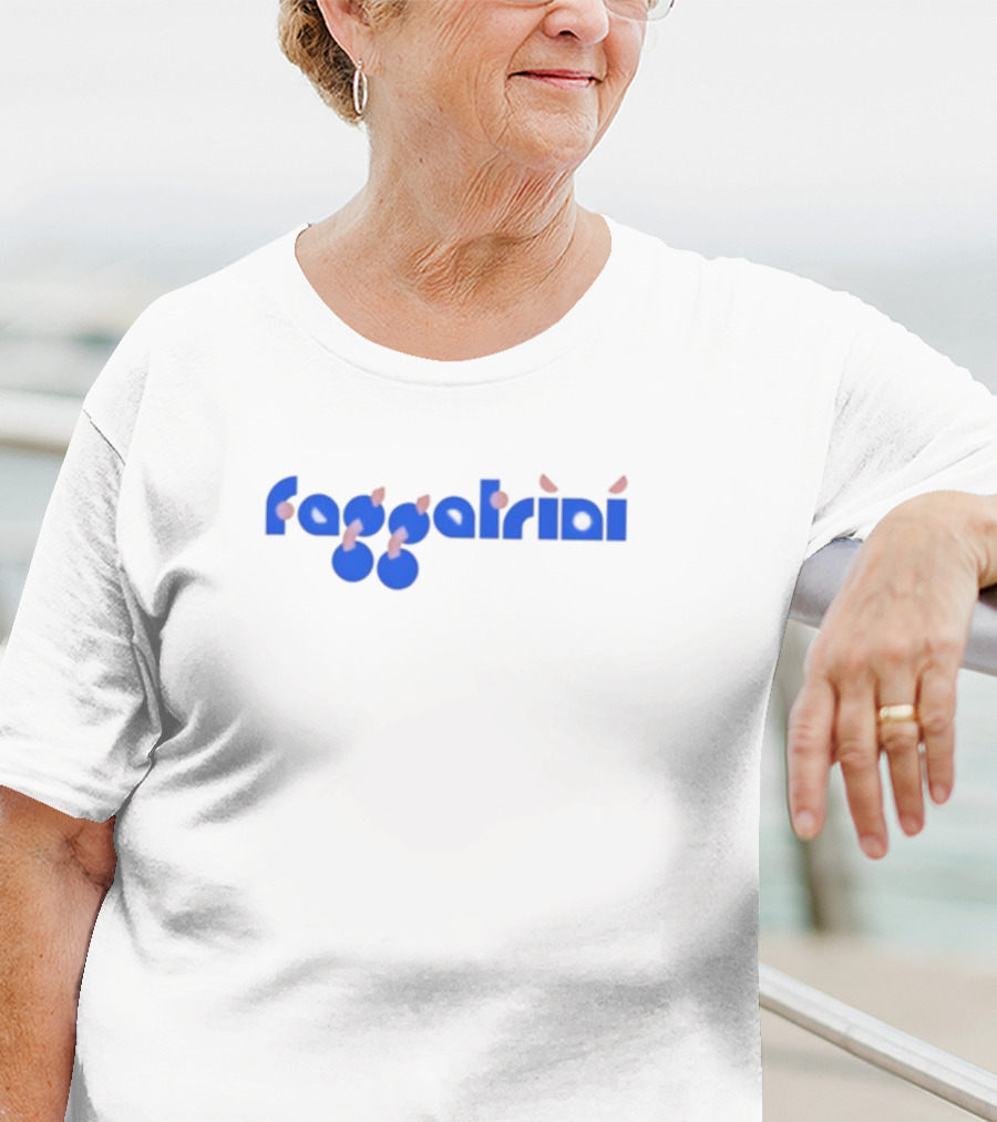 Faggatrini Cherry-Inspired Text With Blue And Red Accents T-Shirt