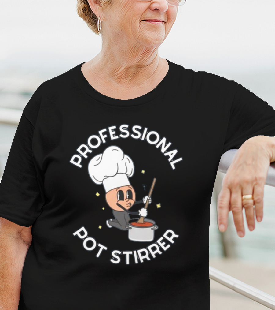 Doublecrossco Professional Pot Stirrer Chef Whimsical Cooking T-Shirt