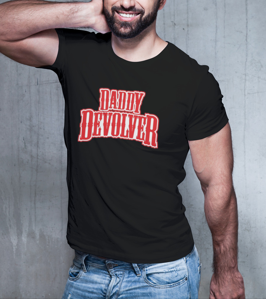 Daddy Devolver Red Western Typography T-Shirt