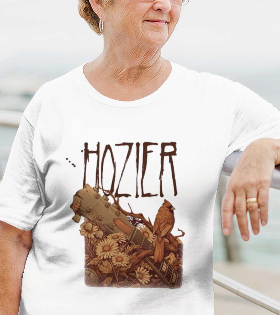 Hozier Jacksonville May 7 Show Guitar And Floral Bird T-Shirt