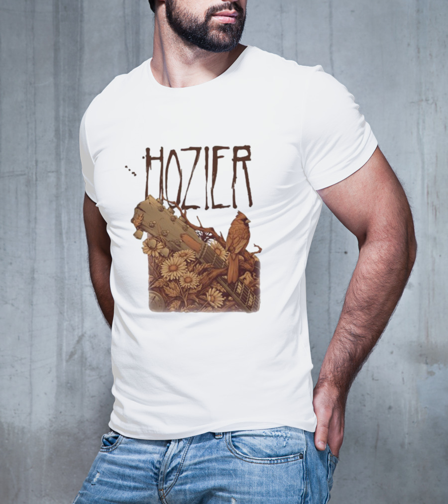Hozier Jacksonville May 7 Show Guitar And Floral Bird T-Shirt