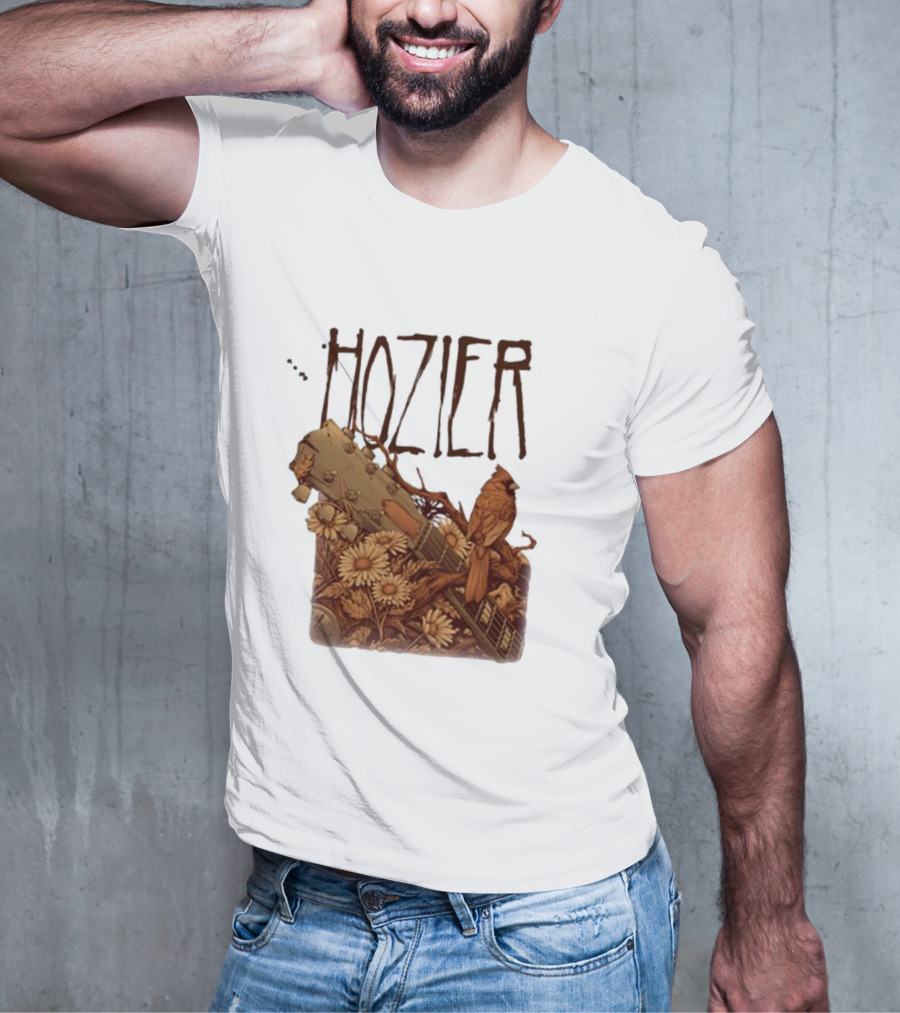 Hozier Jacksonville May 7 Show Guitar And Floral Bird T-Shirt