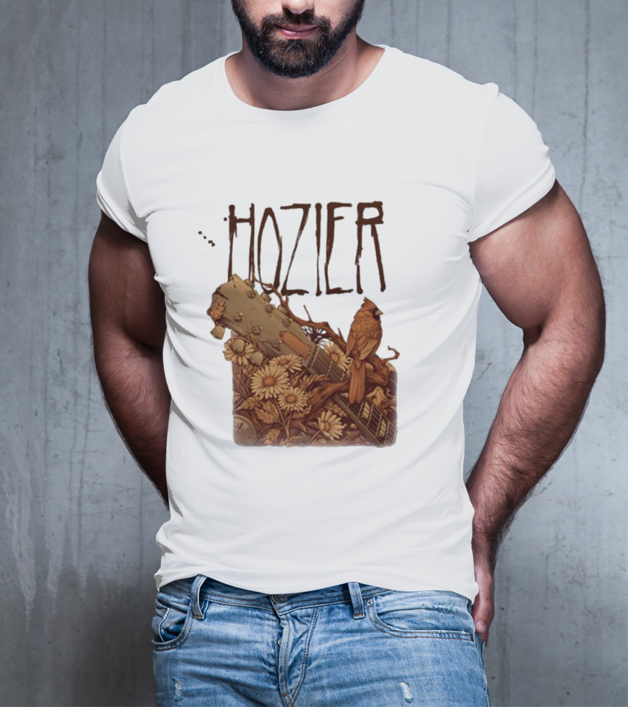 Hozier Jacksonville May 7 Show Guitar And Floral Bird T-Shirt