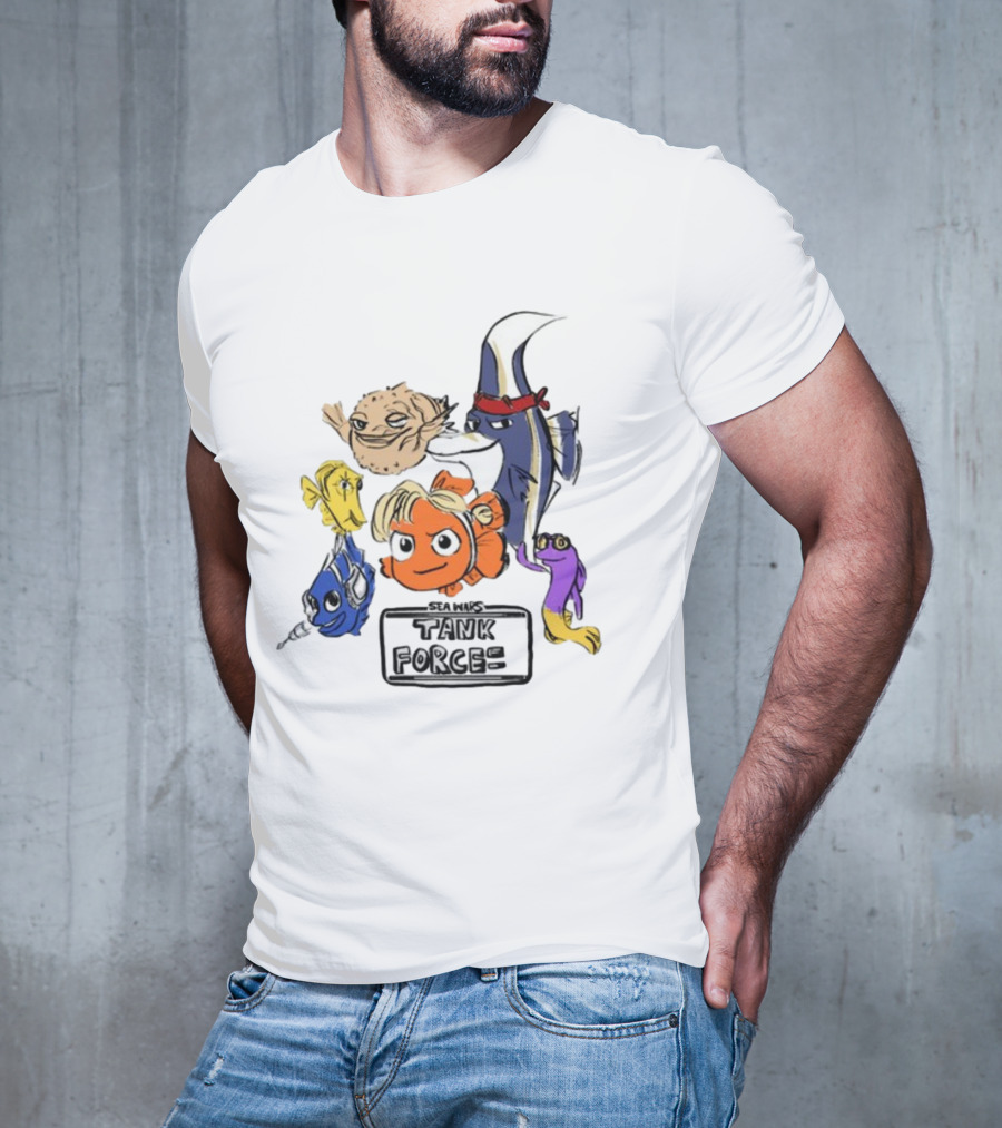 Sea Wars Tank Force Cartoon Fish Characters T-Shirt