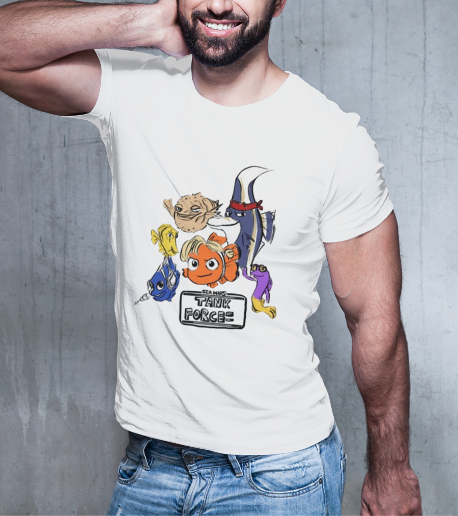 Sea Wars Tank Force Cartoon Fish Characters T-Shirt
