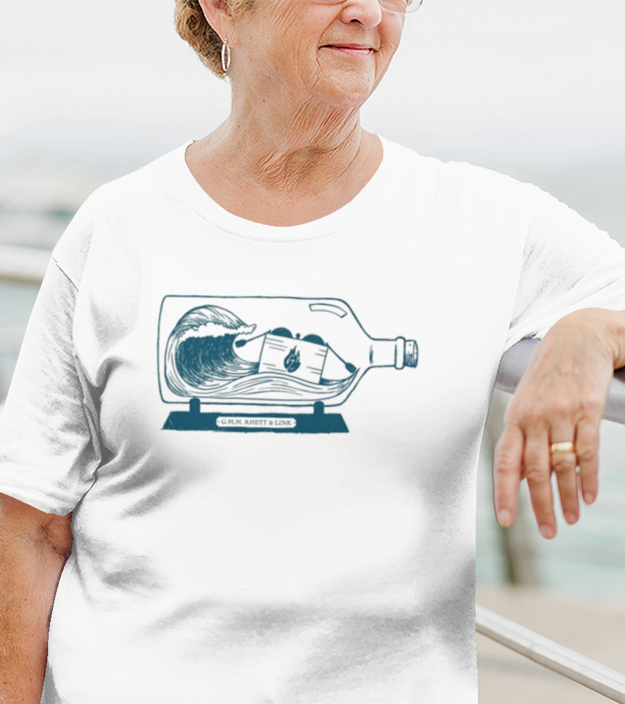 Gmm Set In A Bottle Wave And Deck Of Cards Inside Glass Vessel T-Shirt