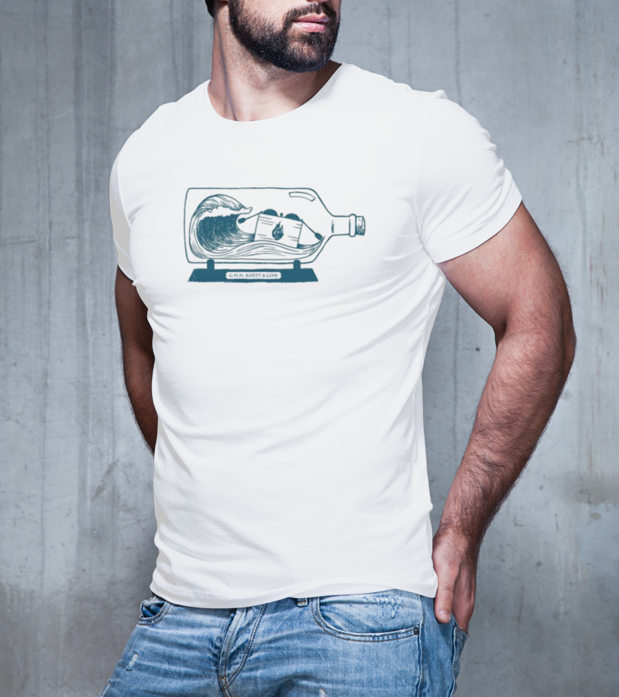 Gmm Set In A Bottle Wave And Deck Of Cards Inside Glass Vessel T-Shirt
