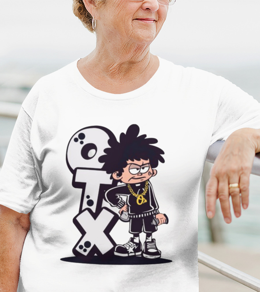 OTX Only Tha Xlcusive Cartoon Character With Chain T-Shirt