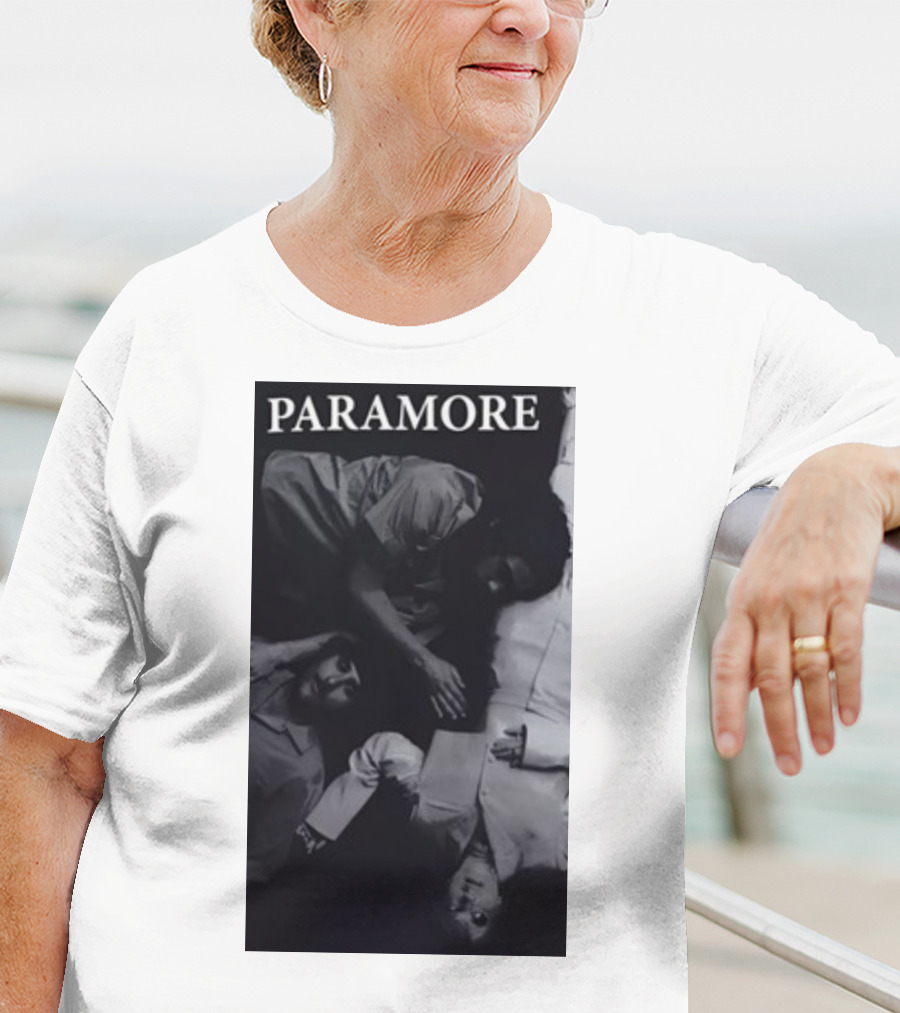 Paramore Black And White Band Photo Trio Lying Down T-Shirt