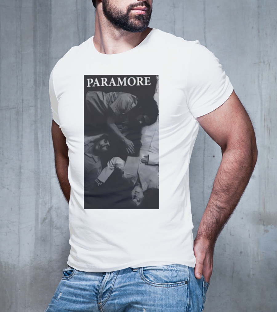 Paramore Black And White Band Photo Trio Lying Down T-Shirt