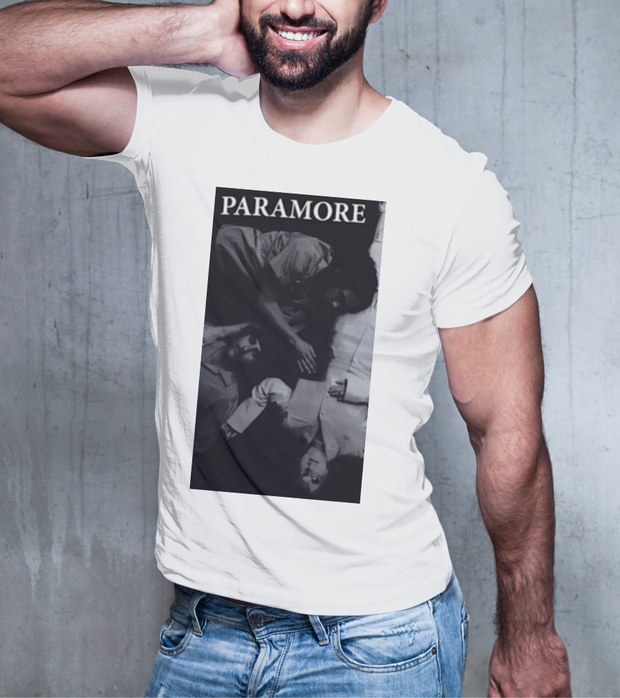 Paramore Black And White Band Photo Trio Lying Down T-Shirt
