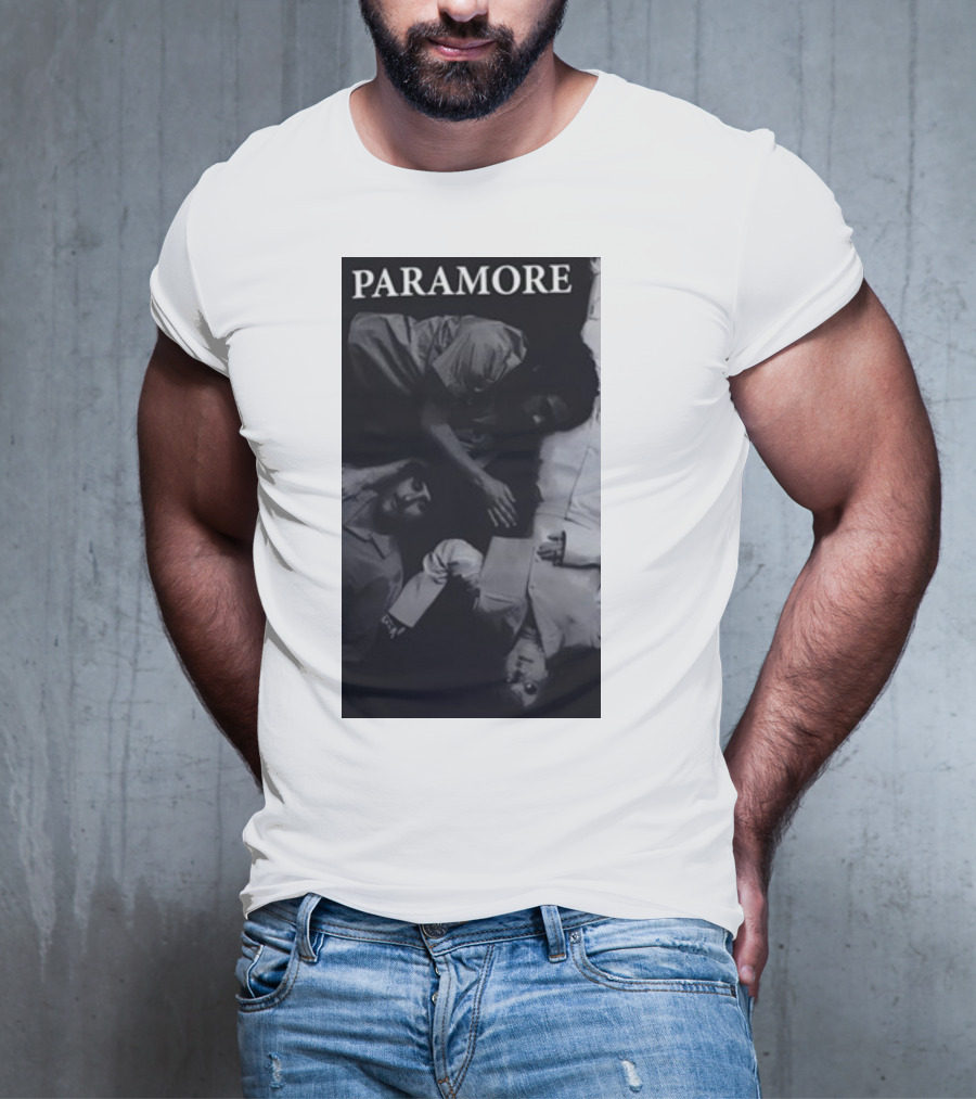 Paramore Black And White Band Photo Trio Lying Down T-Shirt