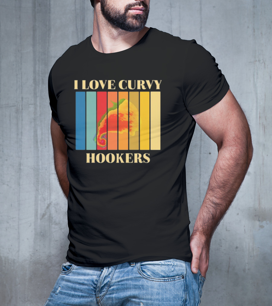 I Love Curvy Hookers Multicolored Abstract Stripes T-Shirt