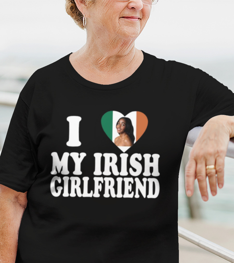 Luketaylorr I Love My Irish Girlfriend Irish Flag Heart Ayo Edebiri T-Shirt