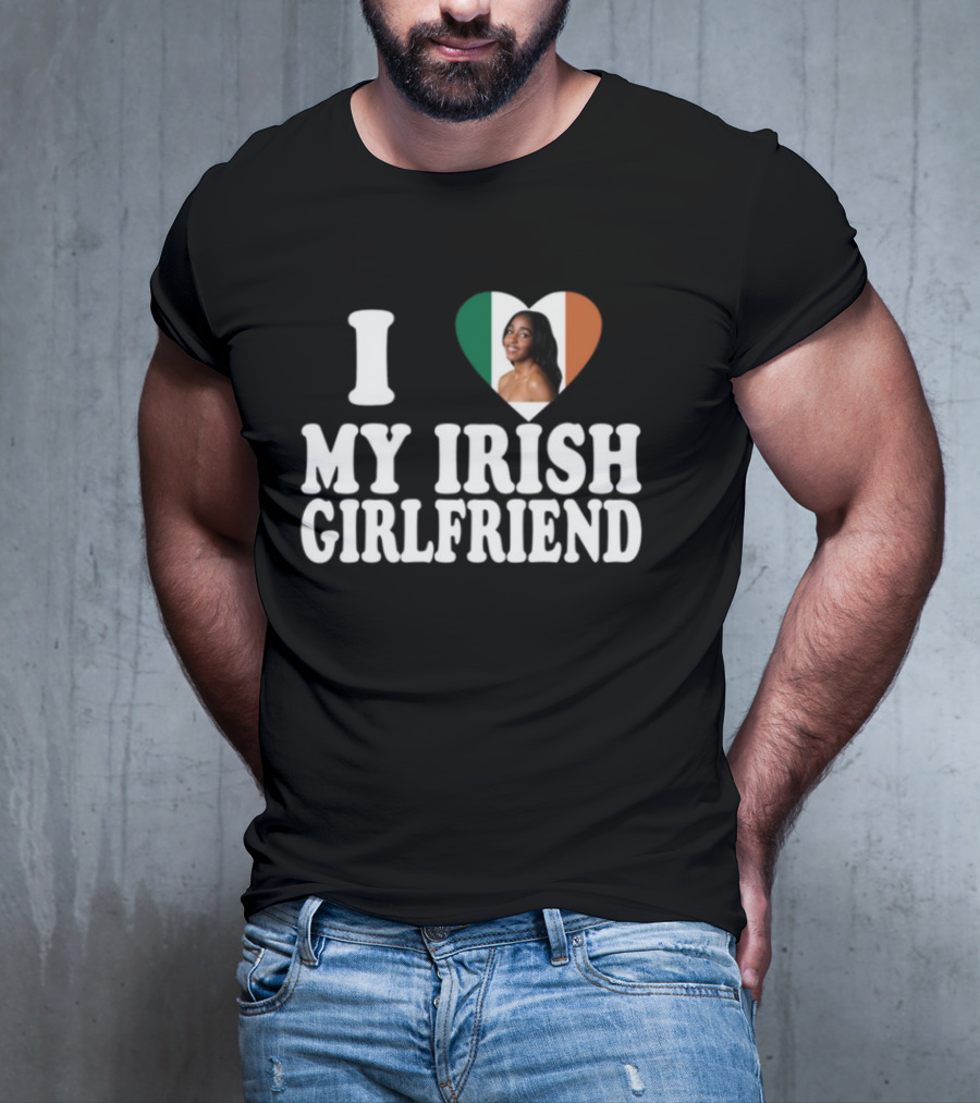 Luketaylorr I Love My Irish Girlfriend Irish Flag Heart Ayo Edebiri T-Shirt