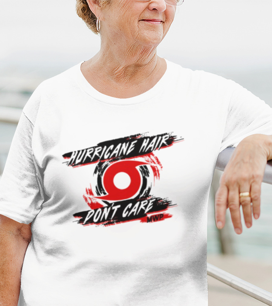 Mike's Weather Page Hurricane Hair Don't Care MWP Red Cyclone T-Shirt