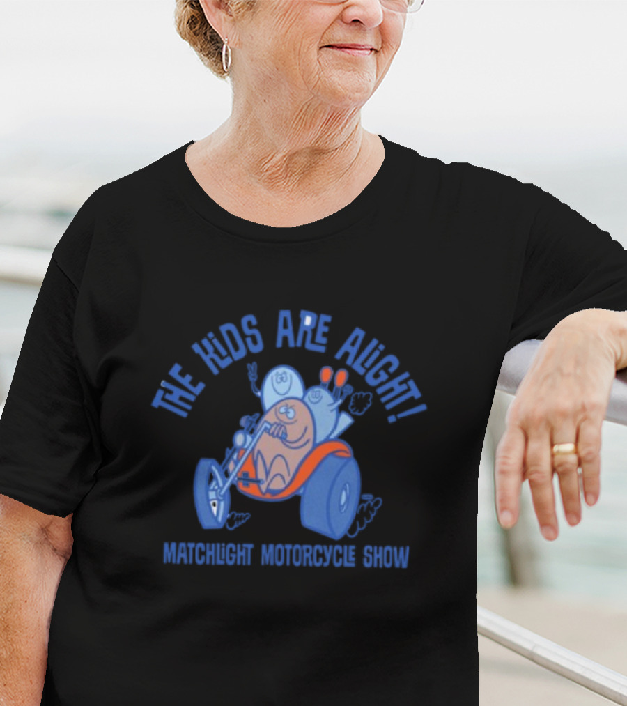 The Kids Are Alright Fartco Matchlight Motorcycle Show Cartoon Characters Riding Tricycle T-Shirt