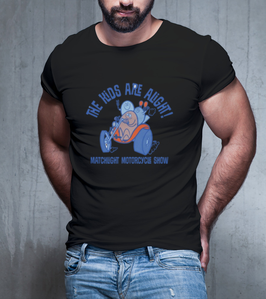 The Kids Are Alright Fartco Matchlight Motorcycle Show Cartoon Characters Riding Tricycle T-Shirt