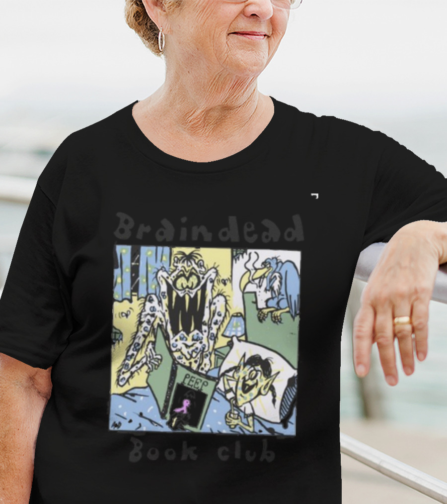 Wearebraindead Brain Dead Book Club Monster Peep Comic Panel T-Shirt