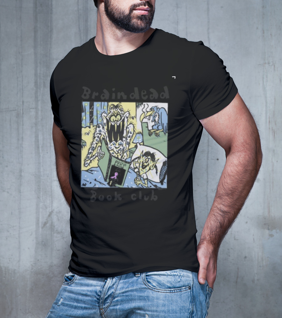 Wearebraindead Brain Dead Book Club Monster Peep Comic Panel T-Shirt