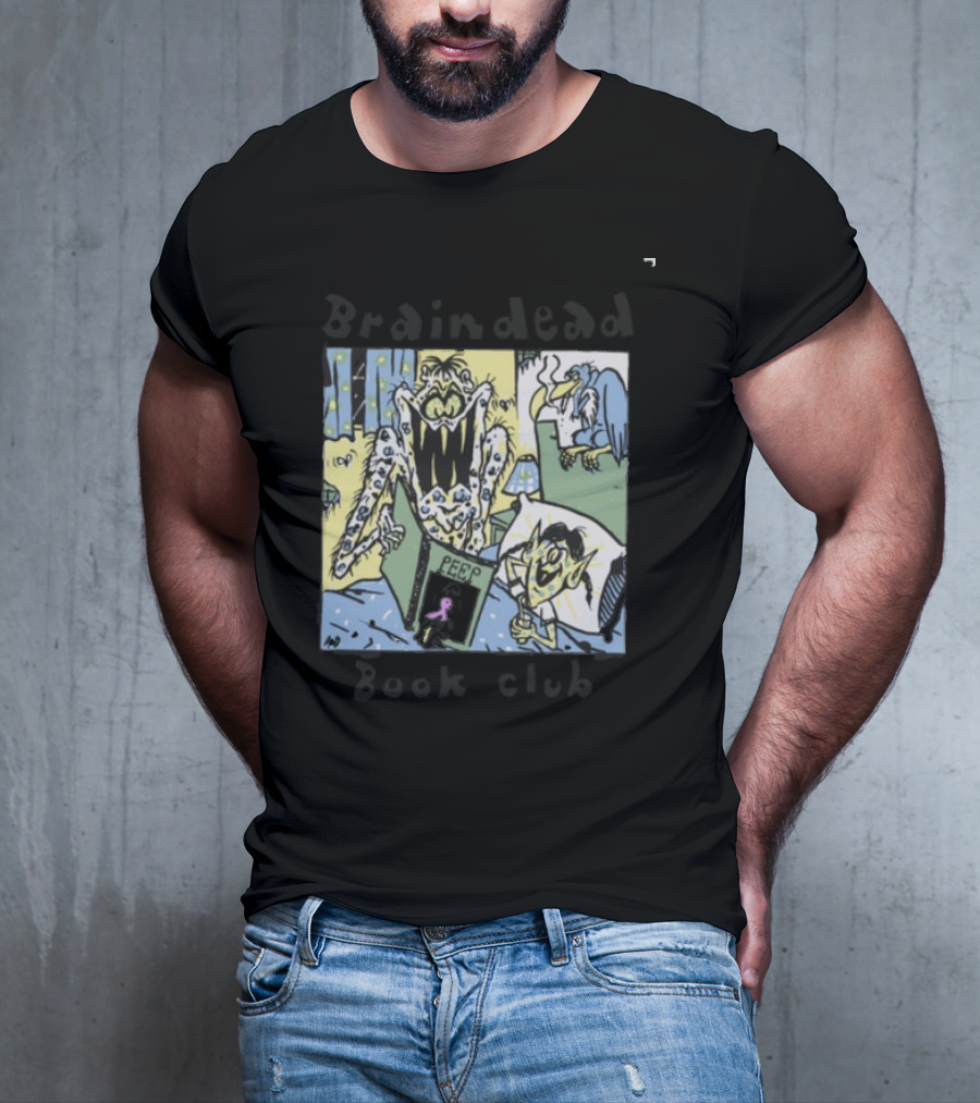 Wearebraindead Brain Dead Book Club Monster Peep Comic Panel T-Shirt