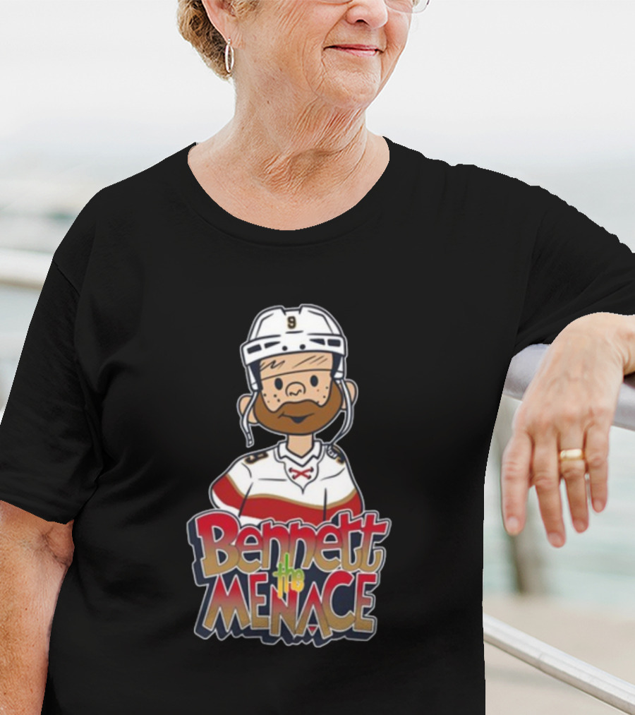Bennett The Menace Illustrated Hockey Player Character T-Shirt
