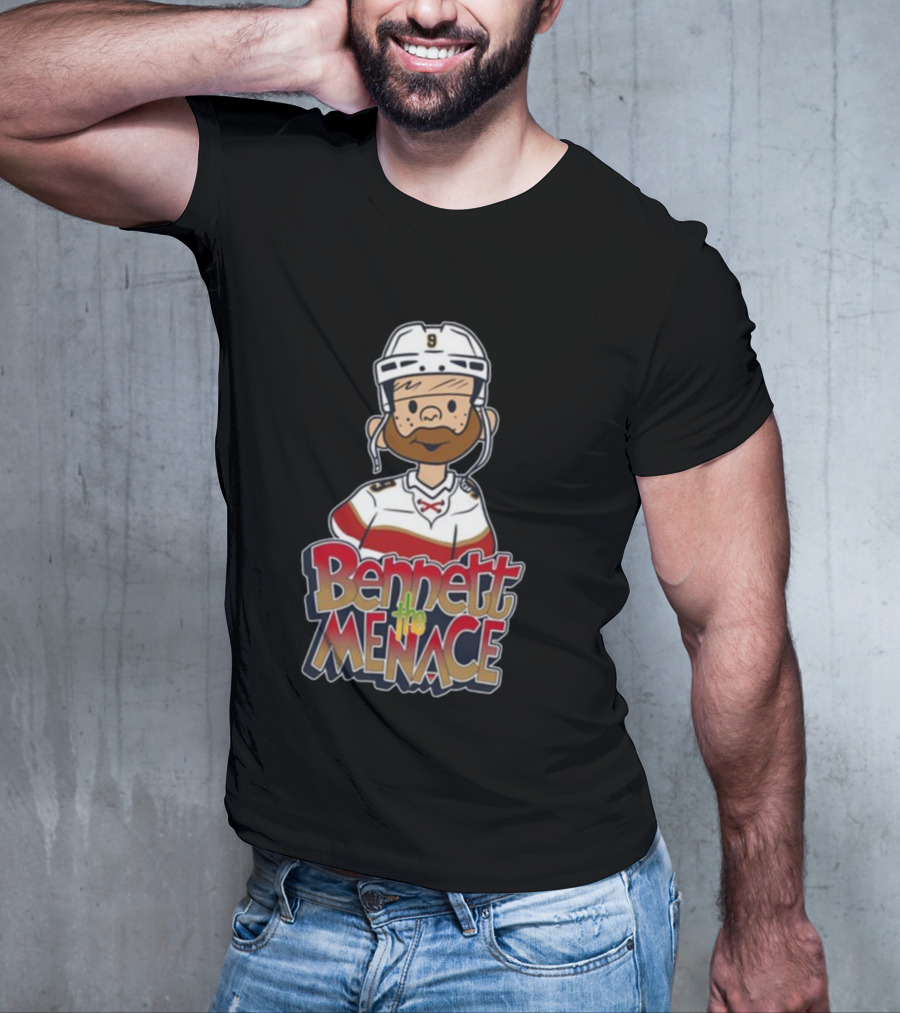 Bennett The Menace Illustrated Hockey Player Character T-Shirt