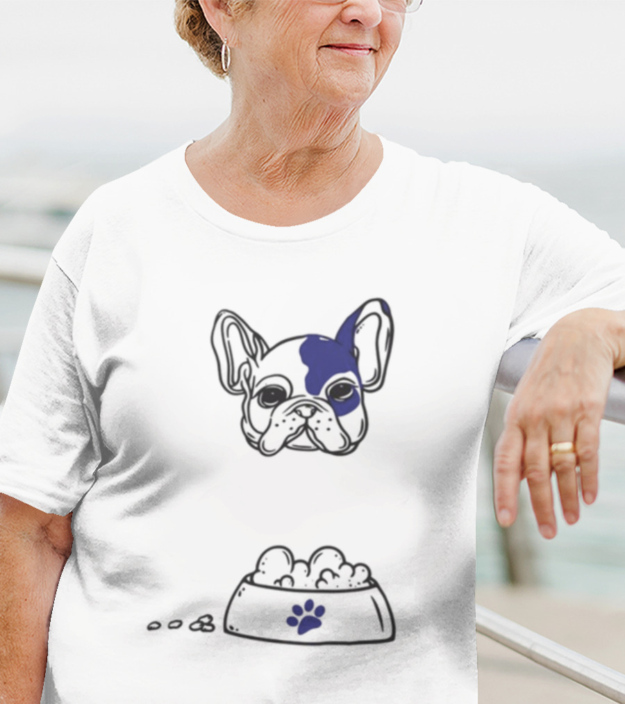 Dog Don't Play With My Food French Bulldog And Paw Print Bowl T-Shirt