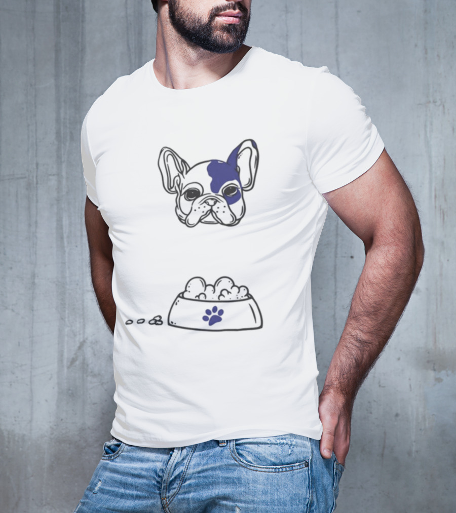 Dog Don't Play With My Food French Bulldog And Paw Print Bowl T-Shirt
