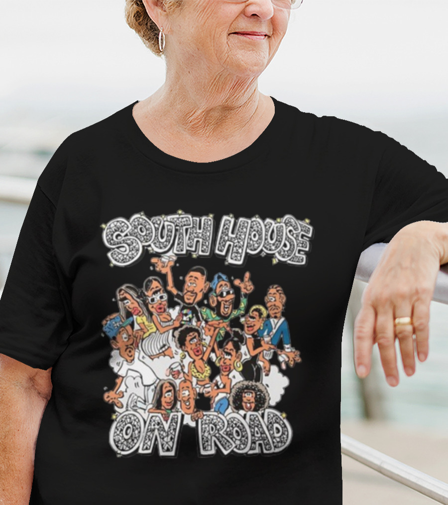 Freakorico South House On Road Cartoon Characters Gathering T-Shirt