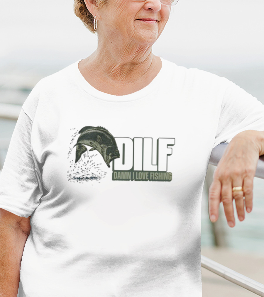 Middleclassfancy Dilf Damn I Love Fishing Jumping Fish T-Shirt