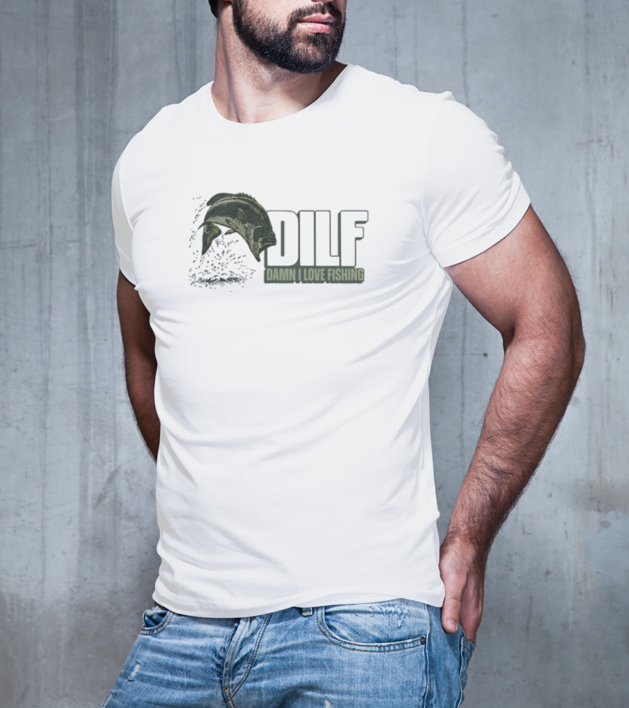 Middleclassfancy Dilf Damn I Love Fishing Jumping Fish T-Shirt