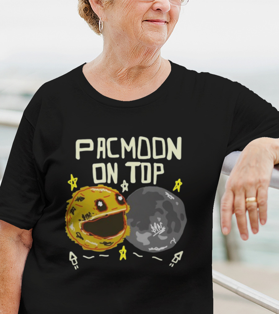 Pacmoon On Top Pacman And Moon With Stars And Arrows T-Shirt