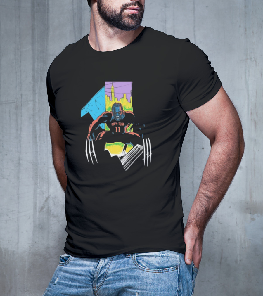 New York Wolverine Brunson Basketball Claws Skyline T-Shirt