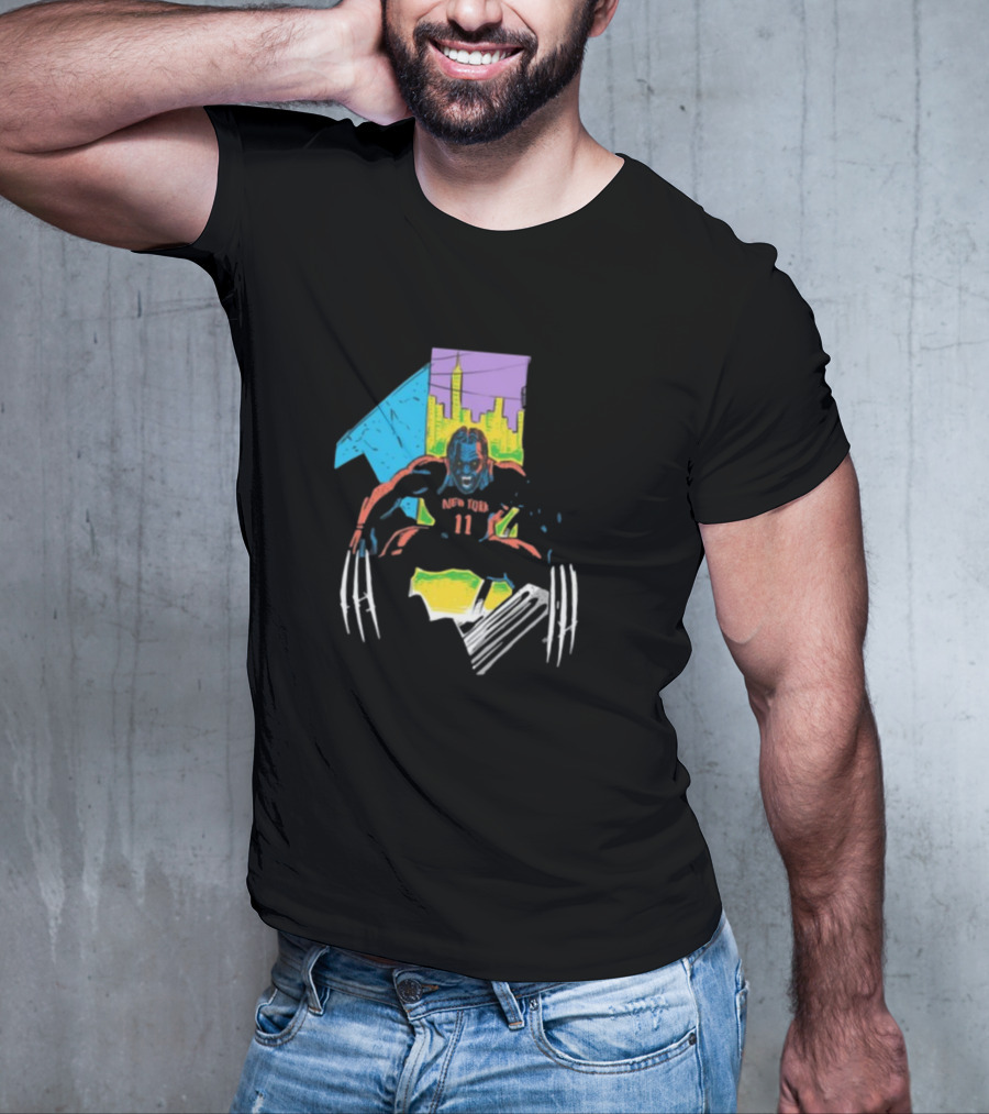 New York Wolverine Brunson Basketball Claws Skyline T-Shirt