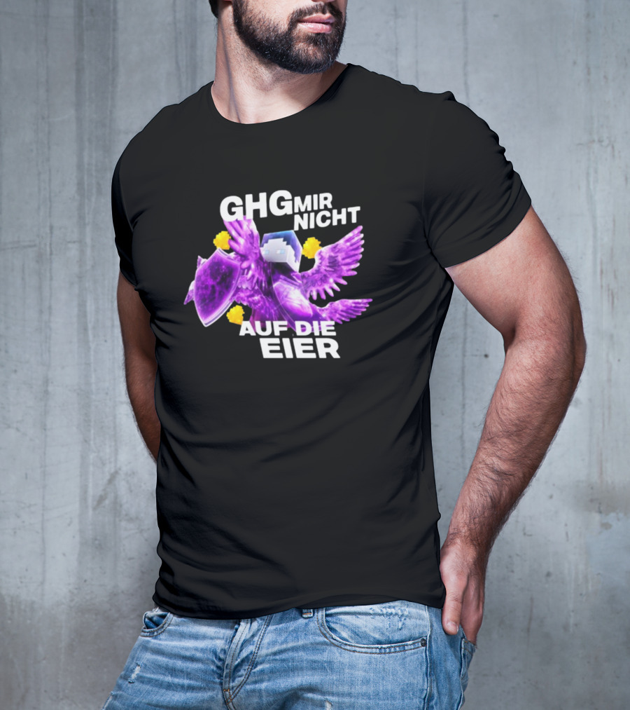 GHG Mir Nicht Auf Die Eier Minecraft Bird Shield Purple T-Shirt